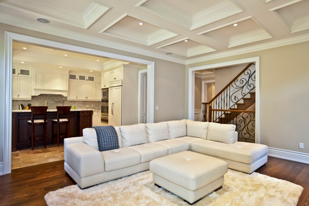 An open concept kitchen and living room